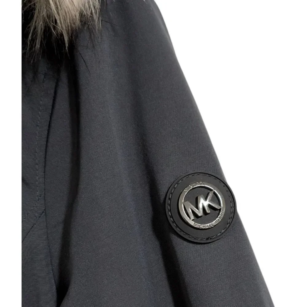 Michael Kors Faux Fur Trim Hooded Parka - Gunmetal Gray - Size M